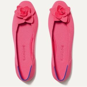 Rothys Petal Square Ballet Flats Flower Knit Shoes Pink Soirée Coquette Sz 8